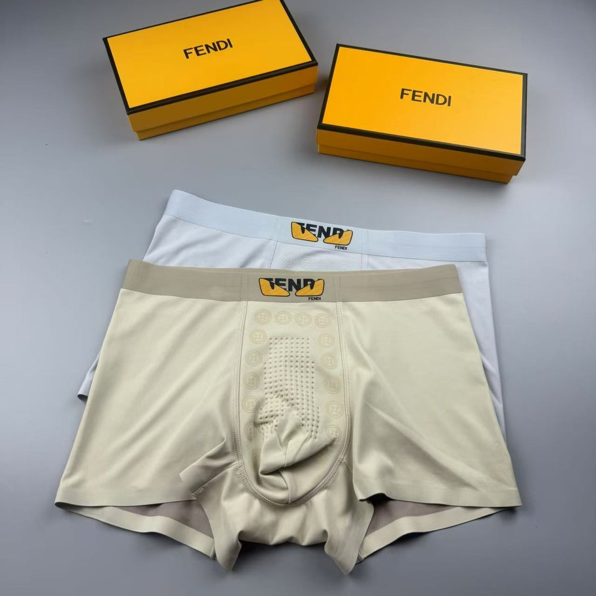 Fendi Cream Pale Gold Waistband Boxer Briefs, image 5