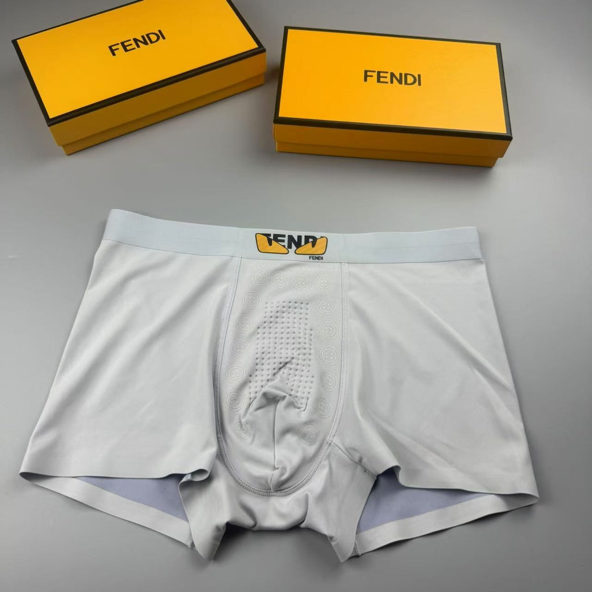 Fendi Cream Pale Gold Waistband Boxer Briefs, image 2