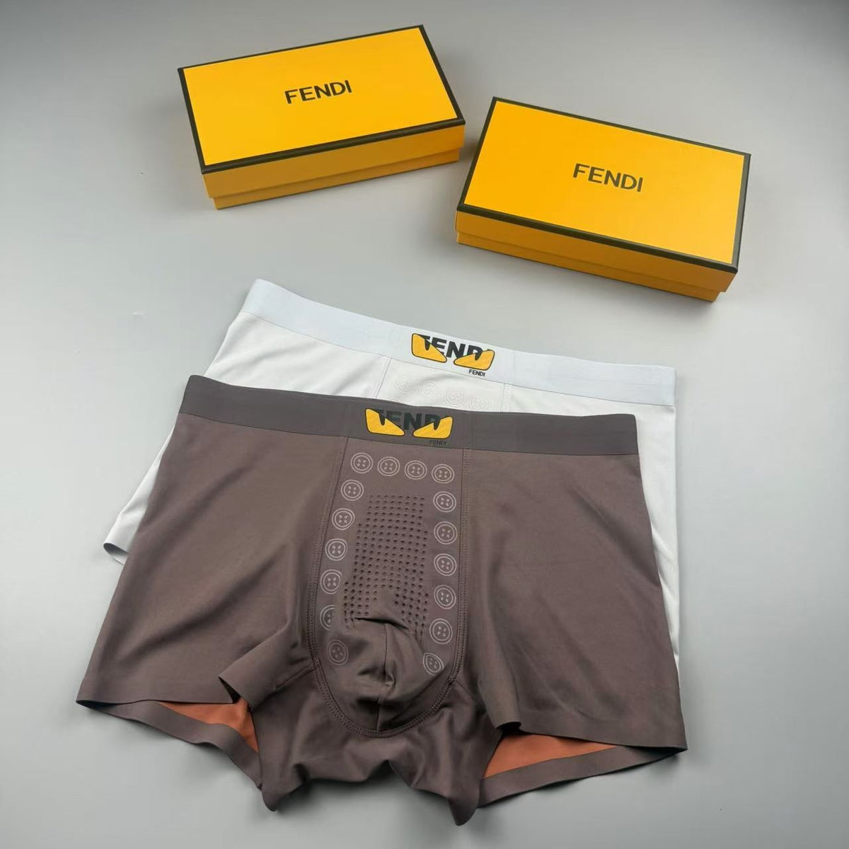 Fendi Cream Pale Gold Waistband Boxer Briefs, image 4