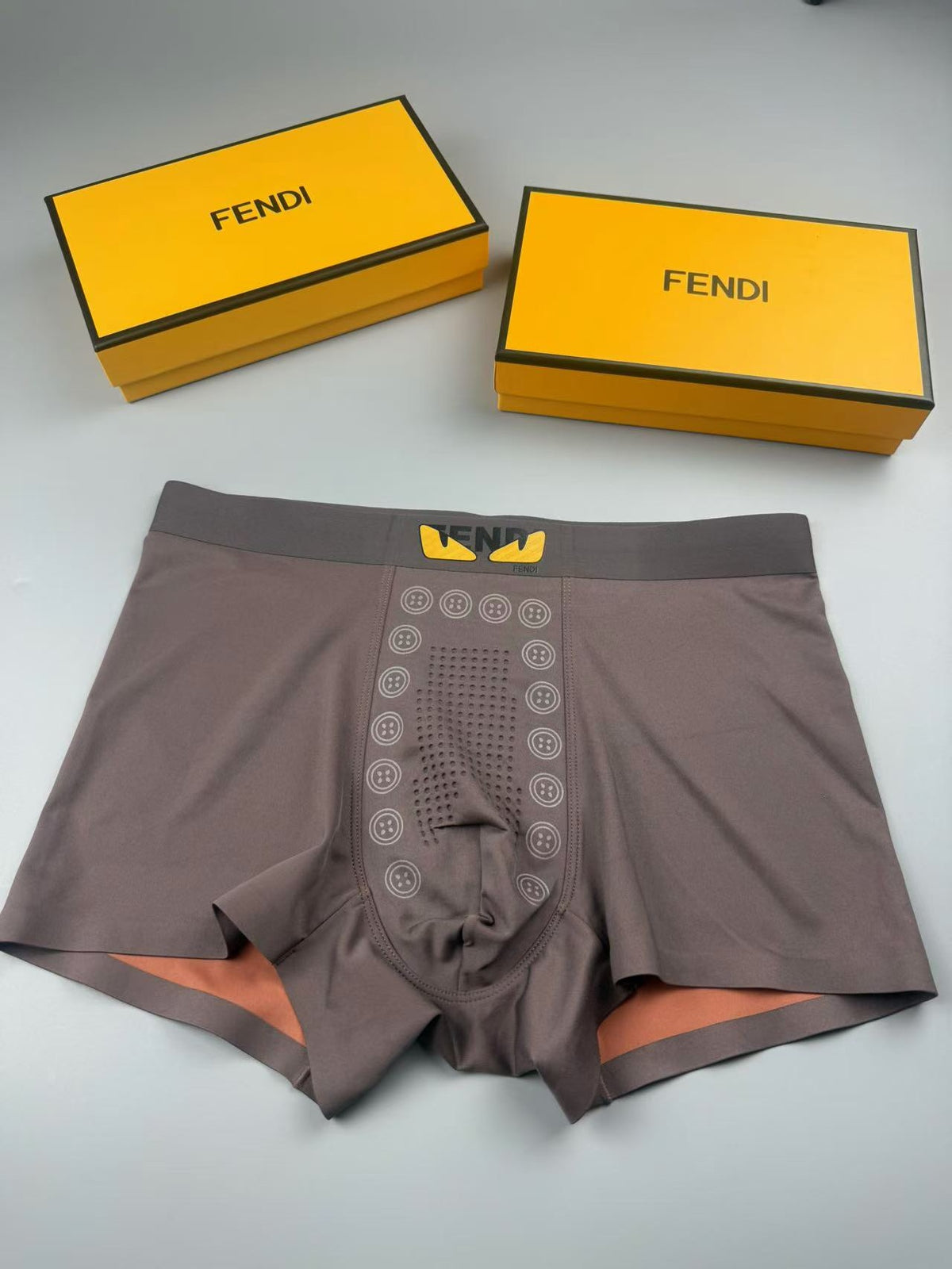 Fendi Cream Pale Gold Waistband Boxer Briefs, image 3