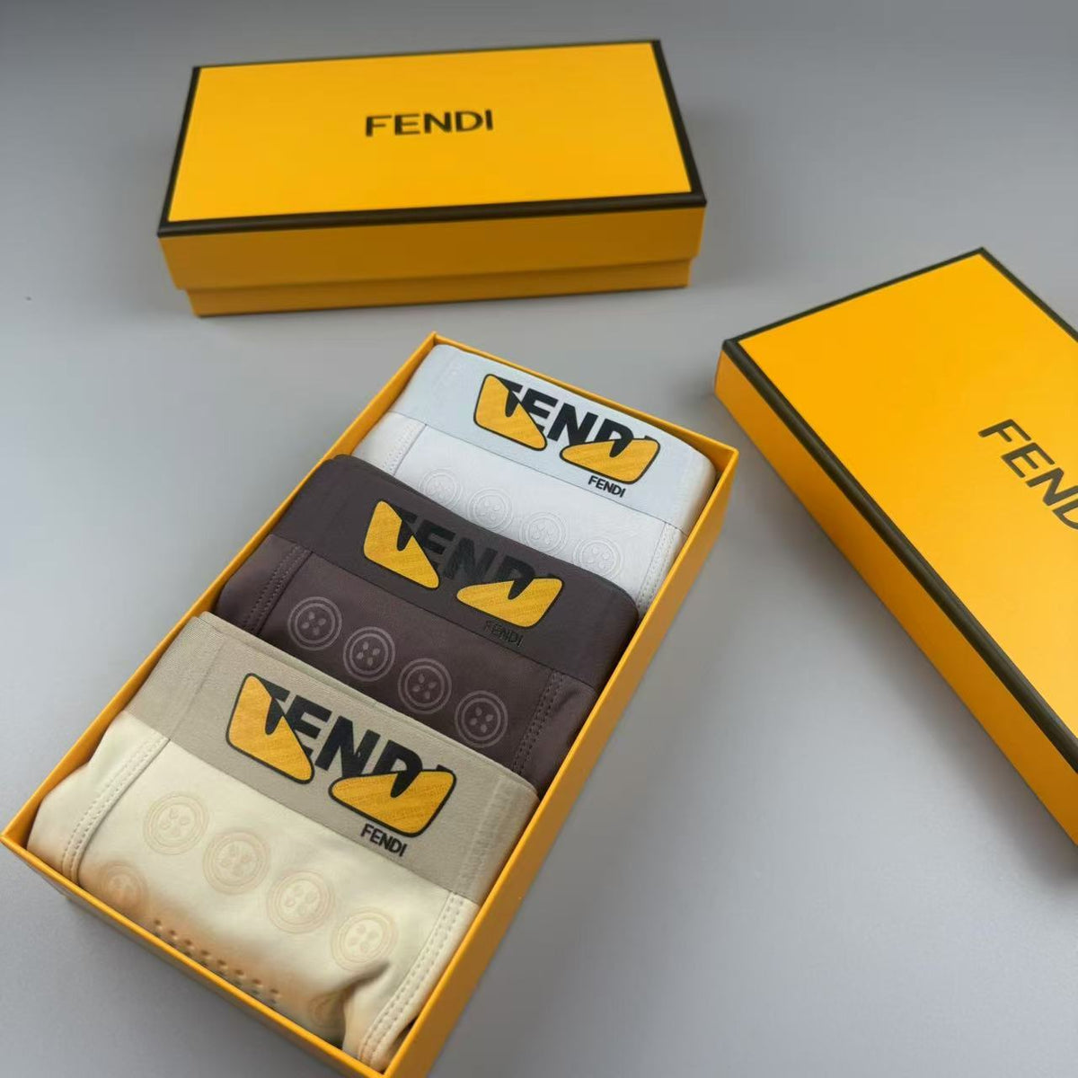 Fendi Cream Pale Gold Waistband Boxer Briefs, image 9