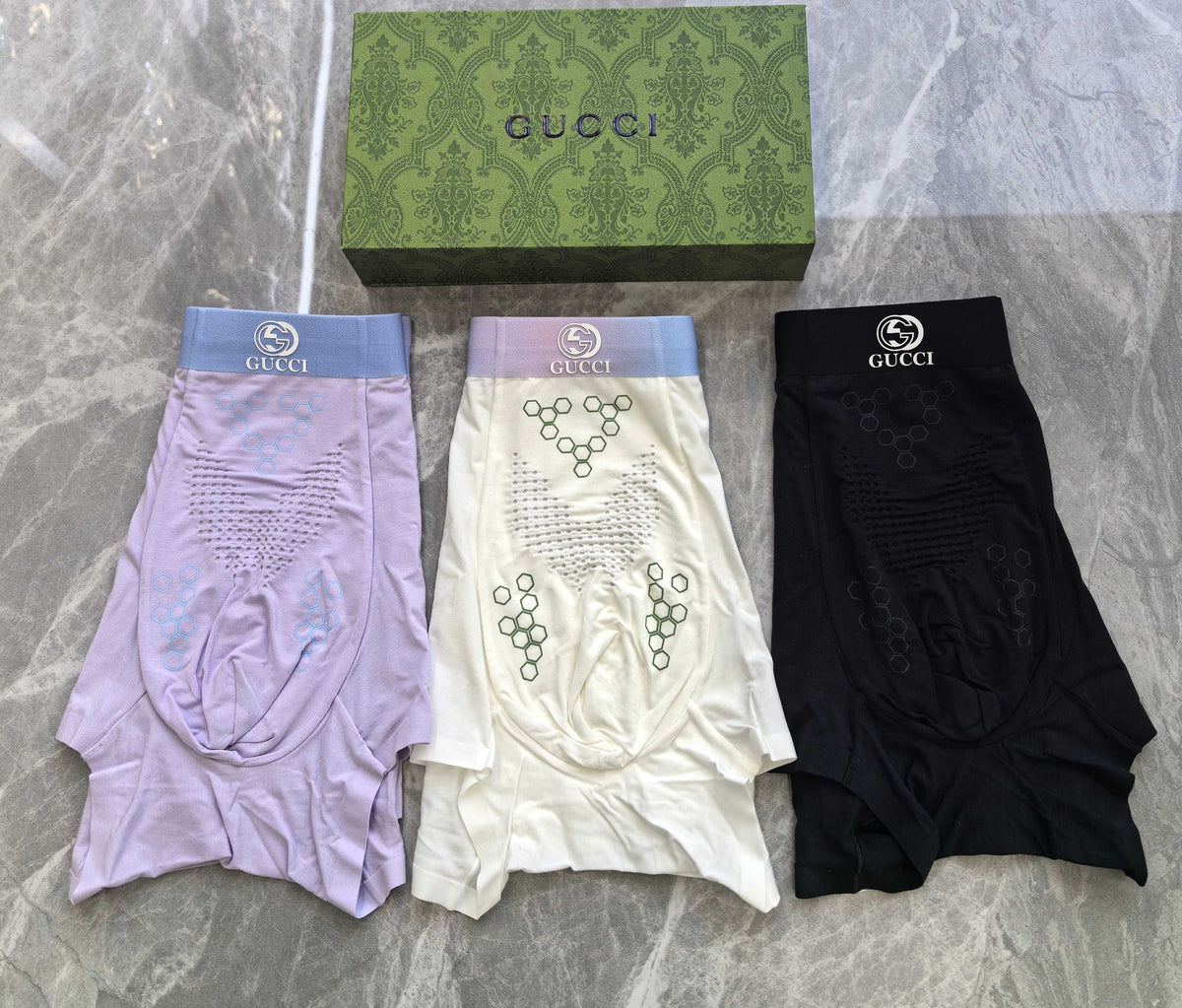 Gucci Pink Black Lilac Small Double Letters Boxer Briefs, image 4