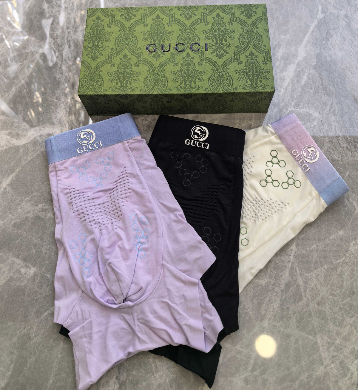 Gucci Pink Black Lilac Small Double Letters Boxer Briefs, image 2