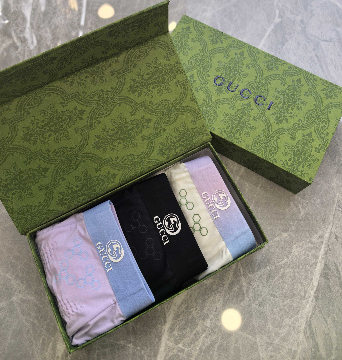 Gucci Pink Black Lilac Small Double Letters Boxer Briefs, image 1