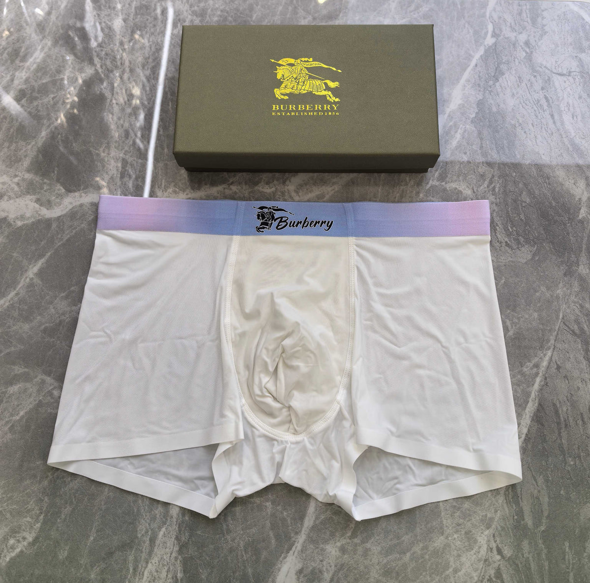 Burberry White Grey Lilac Waist Letter Patch Boxer Briefs, image 1