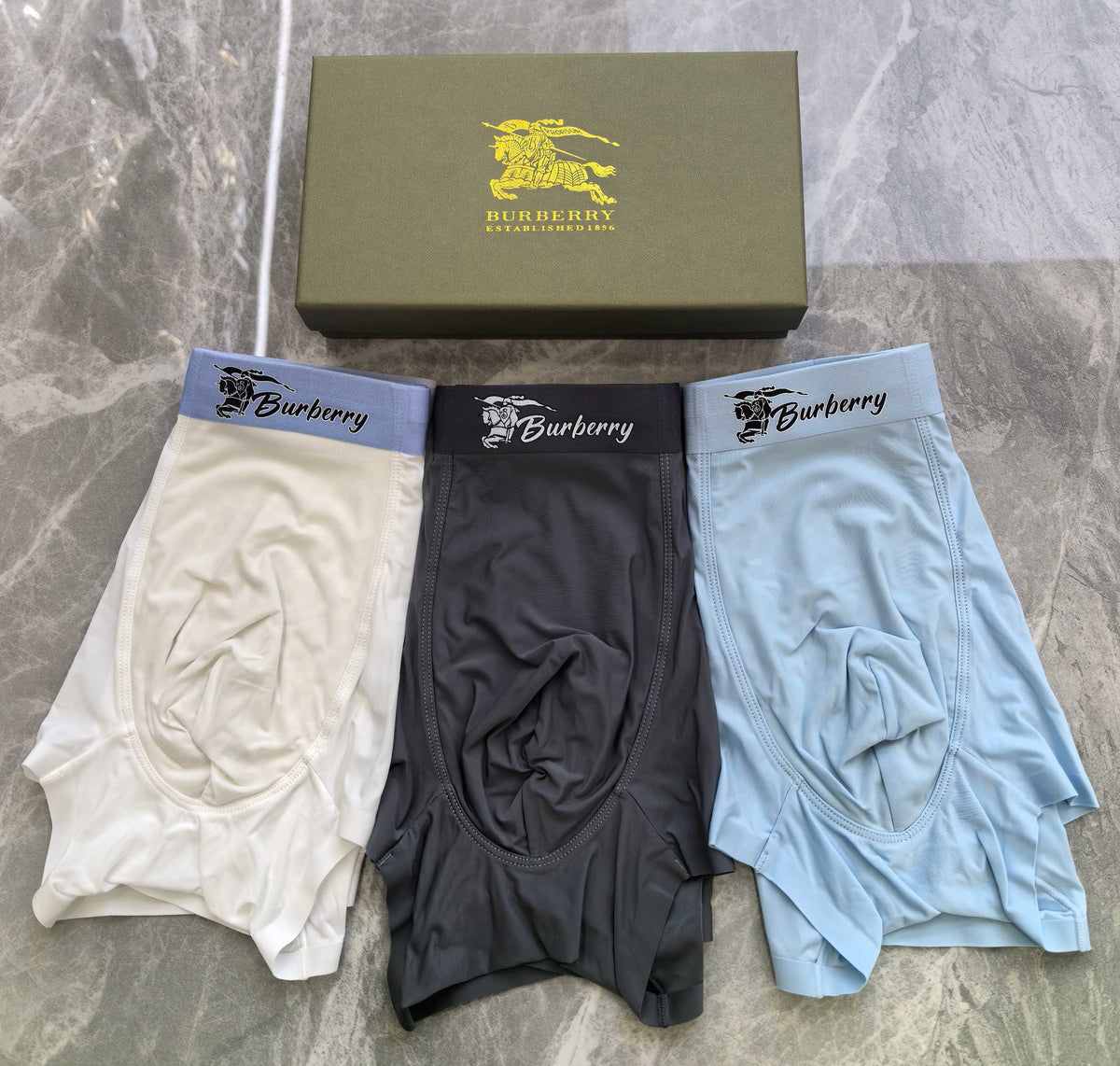 Burberry White Grey Lilac Waist Letter Patch Boxer Briefs, image 6