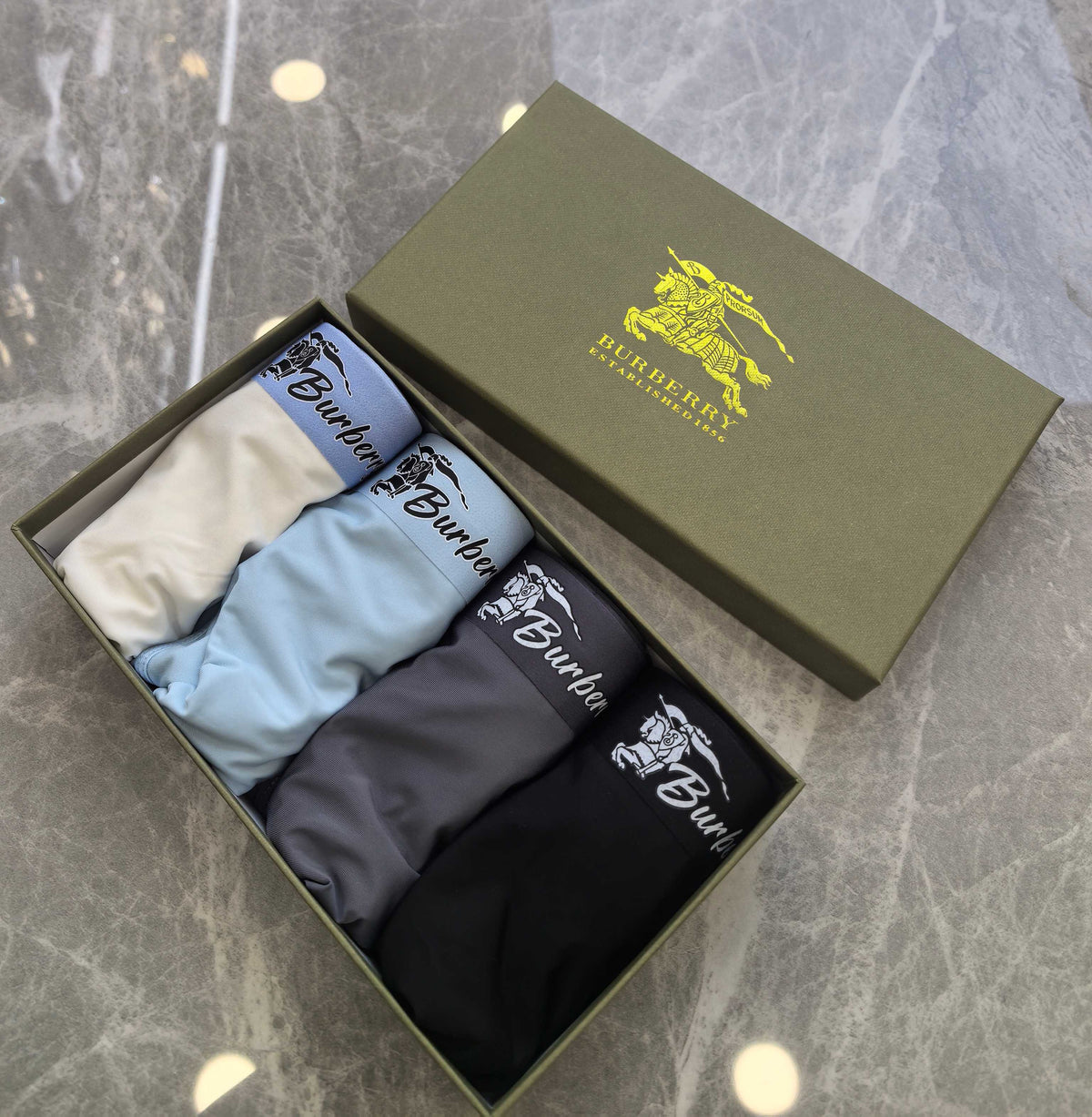 Burberry White Grey Lilac Waist Letter Patch Boxer Briefs, image 8