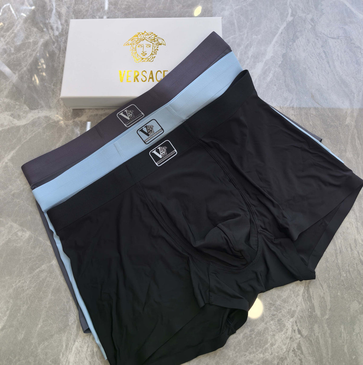 Versace Black Small Square Waist Mark Boxer Briefs, image 4