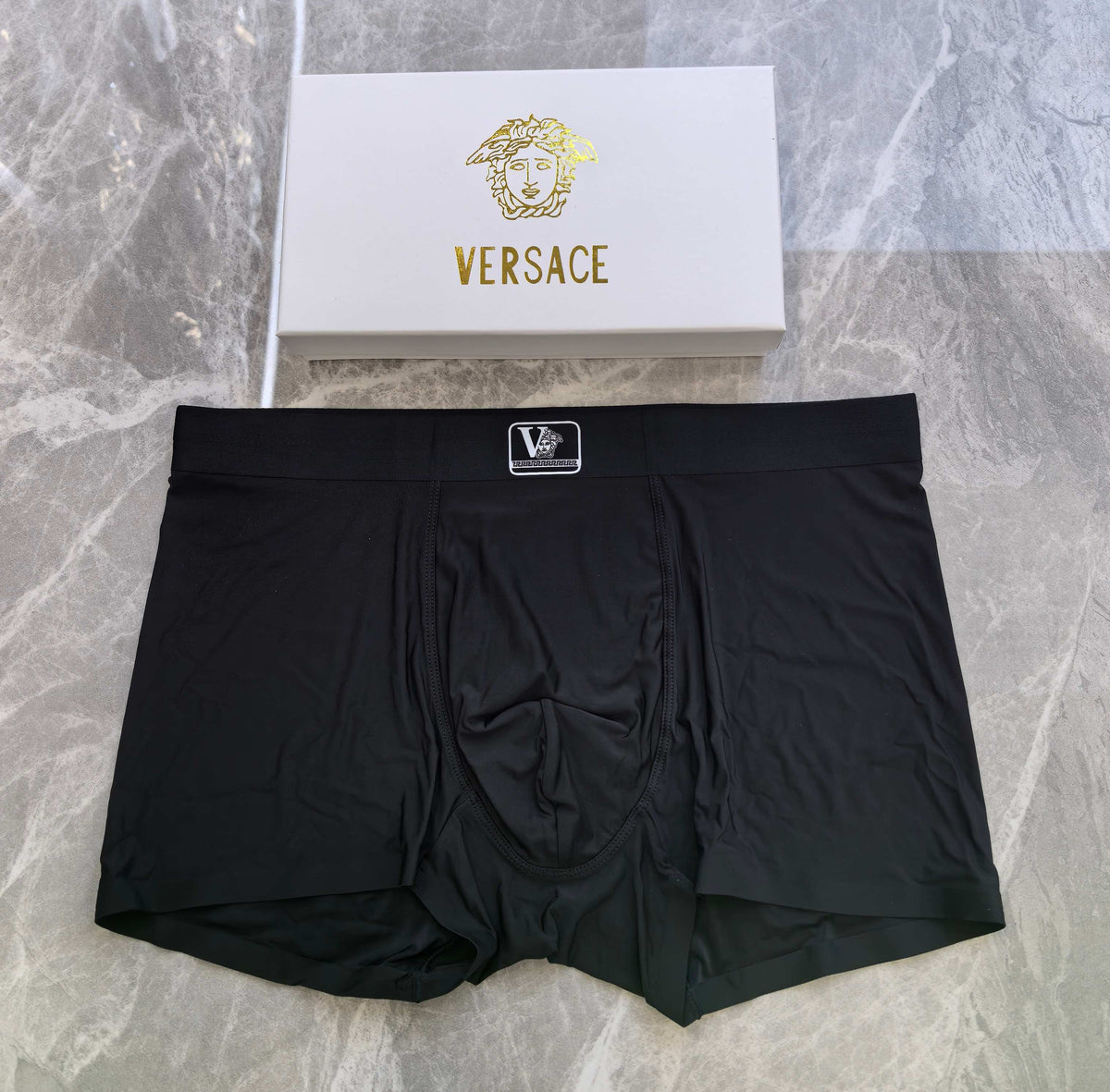 Versace Black Small Square Waist Mark Boxer Briefs, image 1