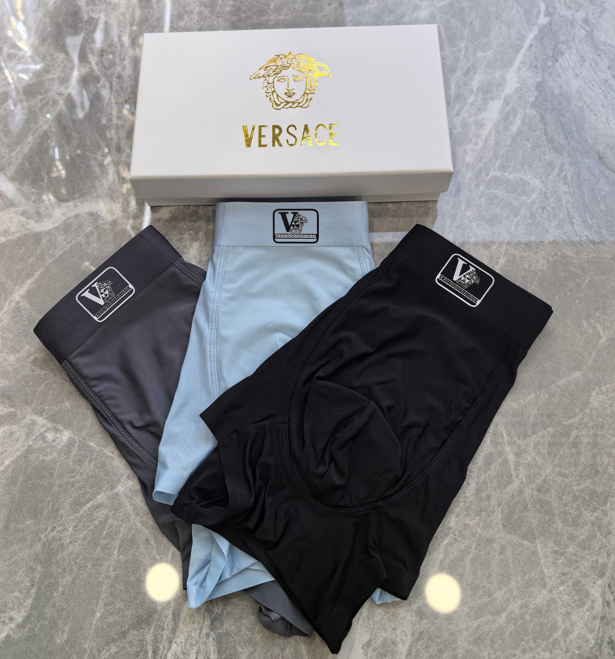 Versace Black Small Square Waist Mark Boxer Briefs, image 6