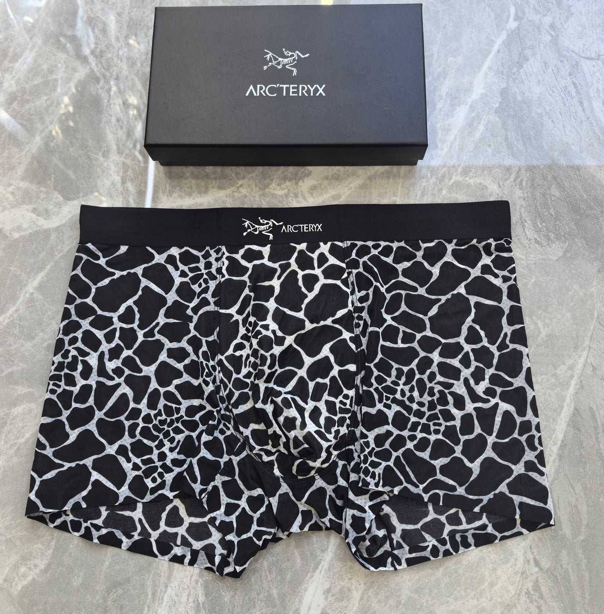 Arc'teryx Black White Irregular Line Pattern Boxer Briefs, image 1