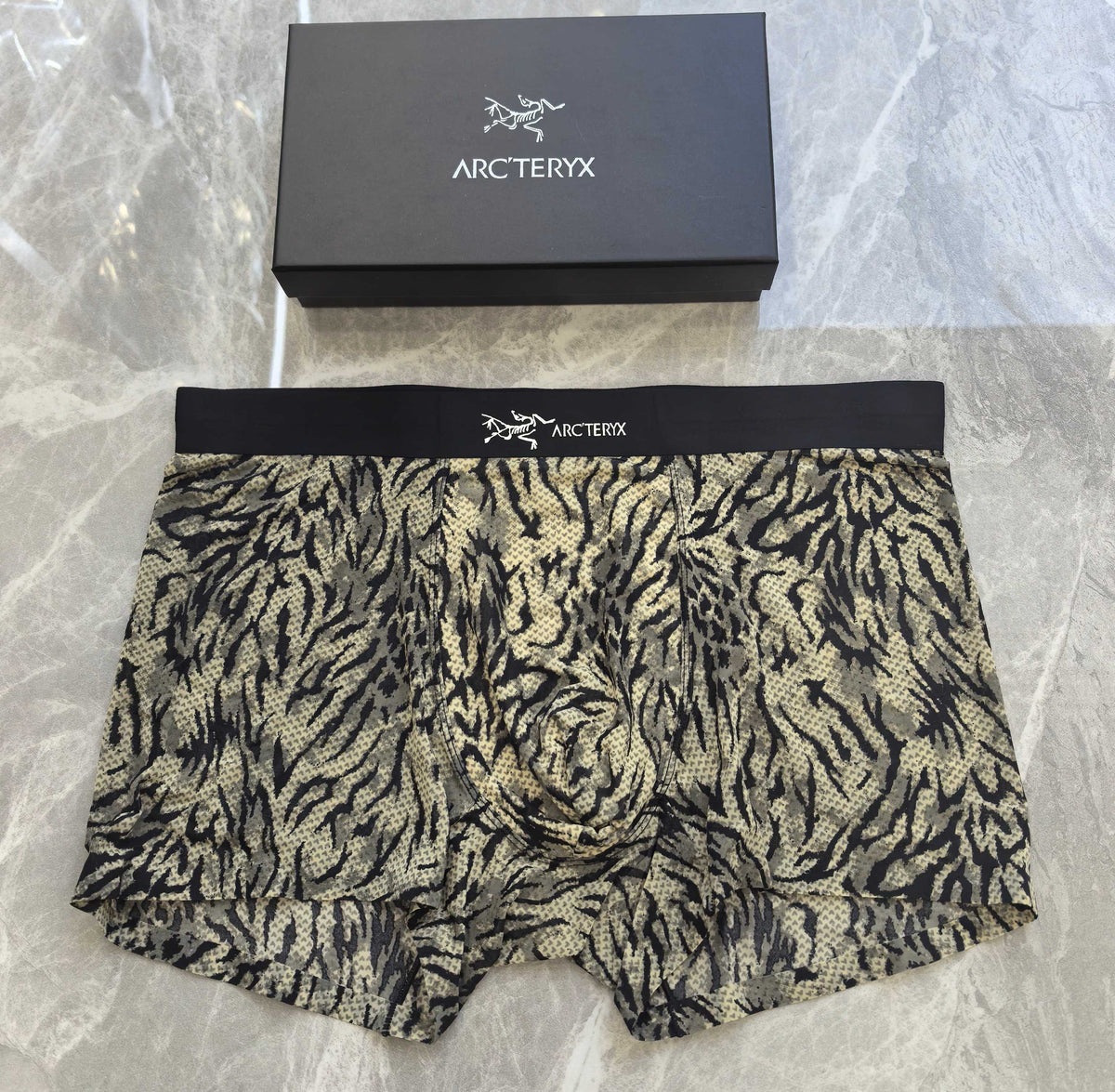 Arc'teryx Black White Irregular Line Pattern Boxer Briefs, image 2