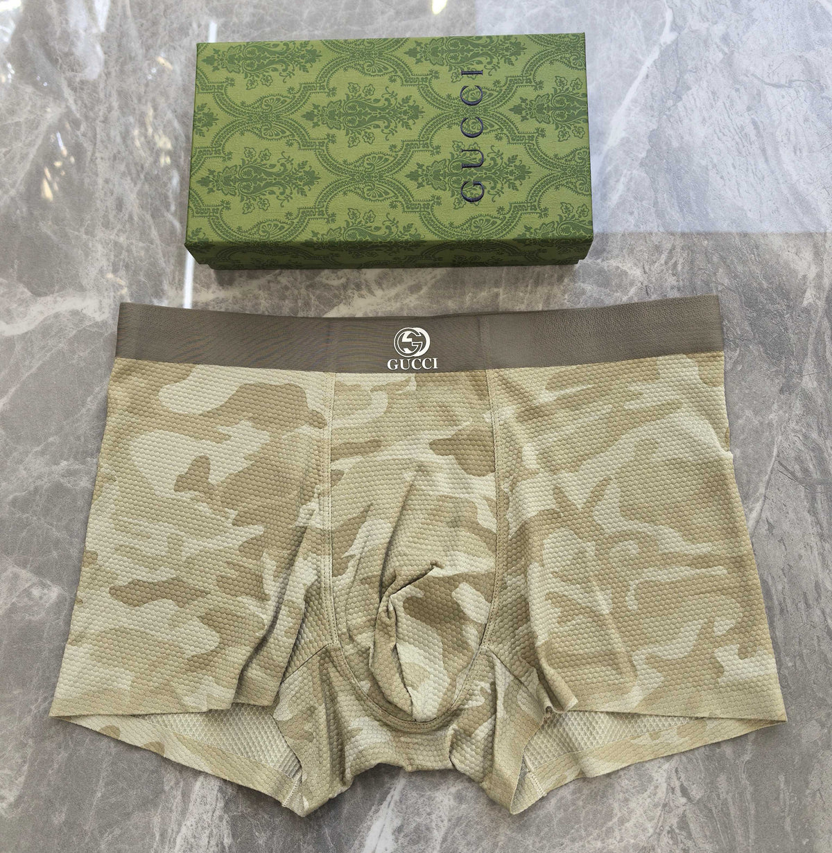 Gucci Beige Camouflage Tonal Waist Boxer Briefs, image 1