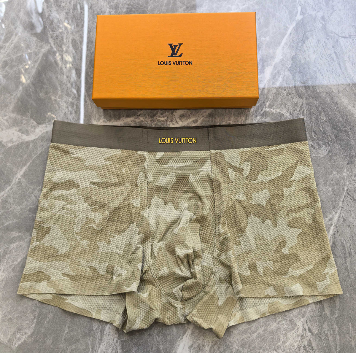 Louis Vuitton Beige Camouflage Pattern Boxer Briefs, image 1