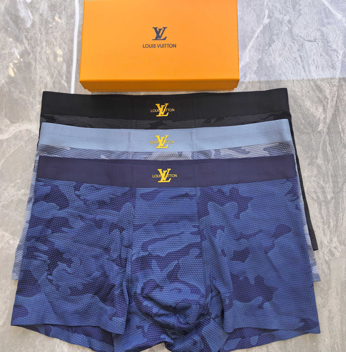 Louis Vuitton Grey Blue Tonal Camouflage Boxer Briefs, image 4