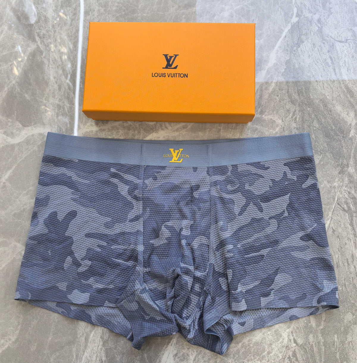 Louis Vuitton Grey Blue Tonal Camouflage Boxer Briefs, image 1