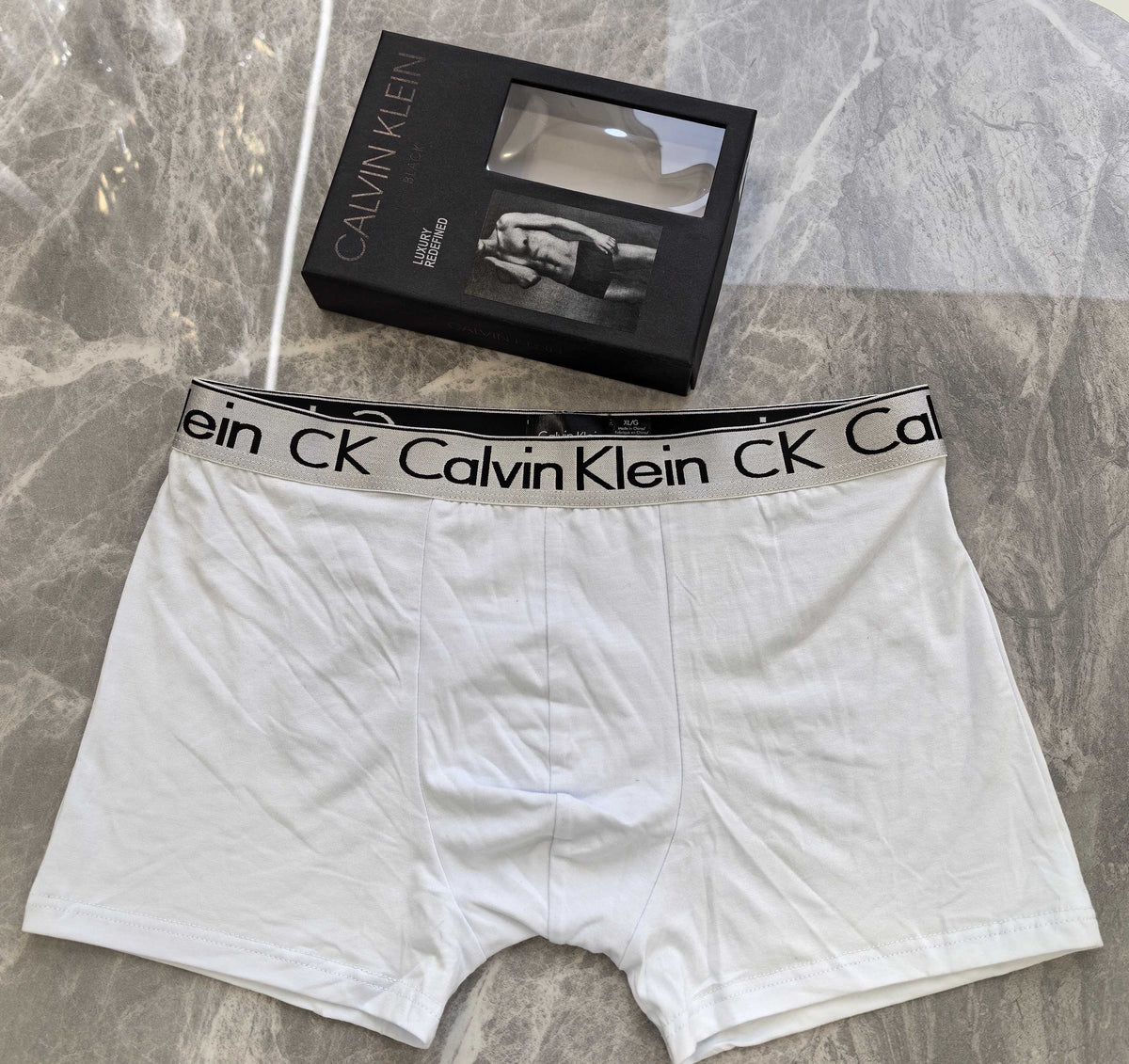 Calvin Klein White Grey Monogram Waistband Boxer Briefs, image 1