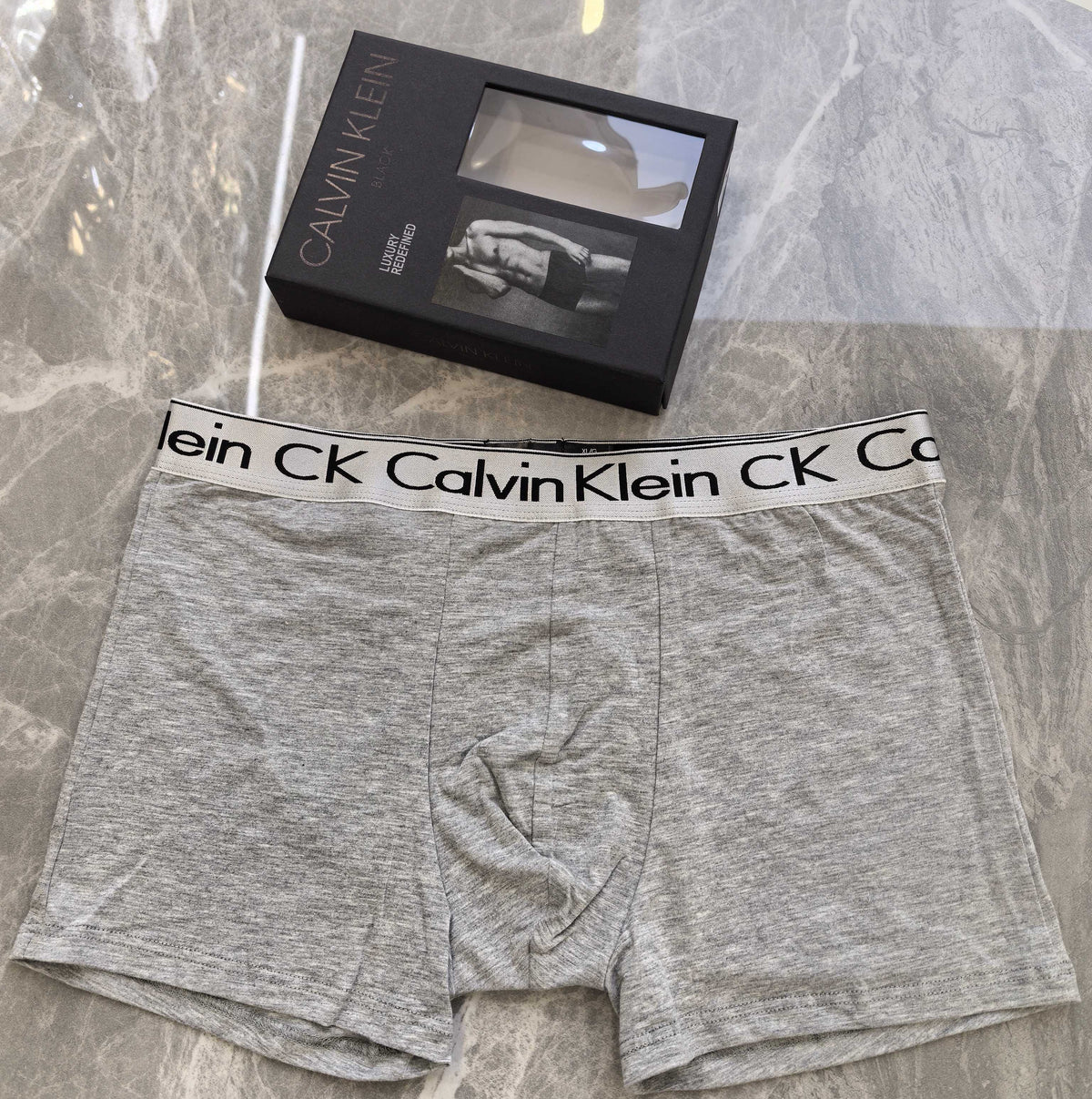 Calvin Klein White Grey Monogram Waistband Boxer Briefs, image 3