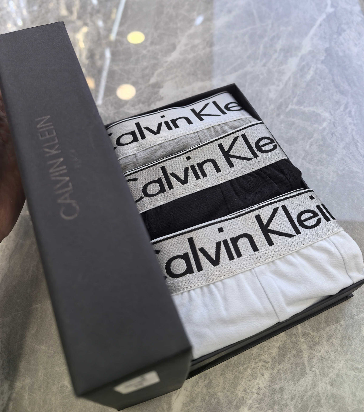 Calvin Klein White Grey Monogram Waistband Boxer Briefs, image 9