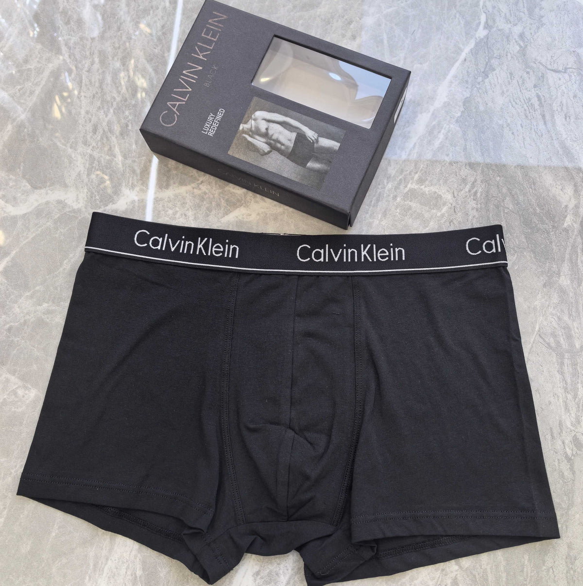 Calvin Klein Grey Marled Dark Waistband Boxer Briefs, image 3