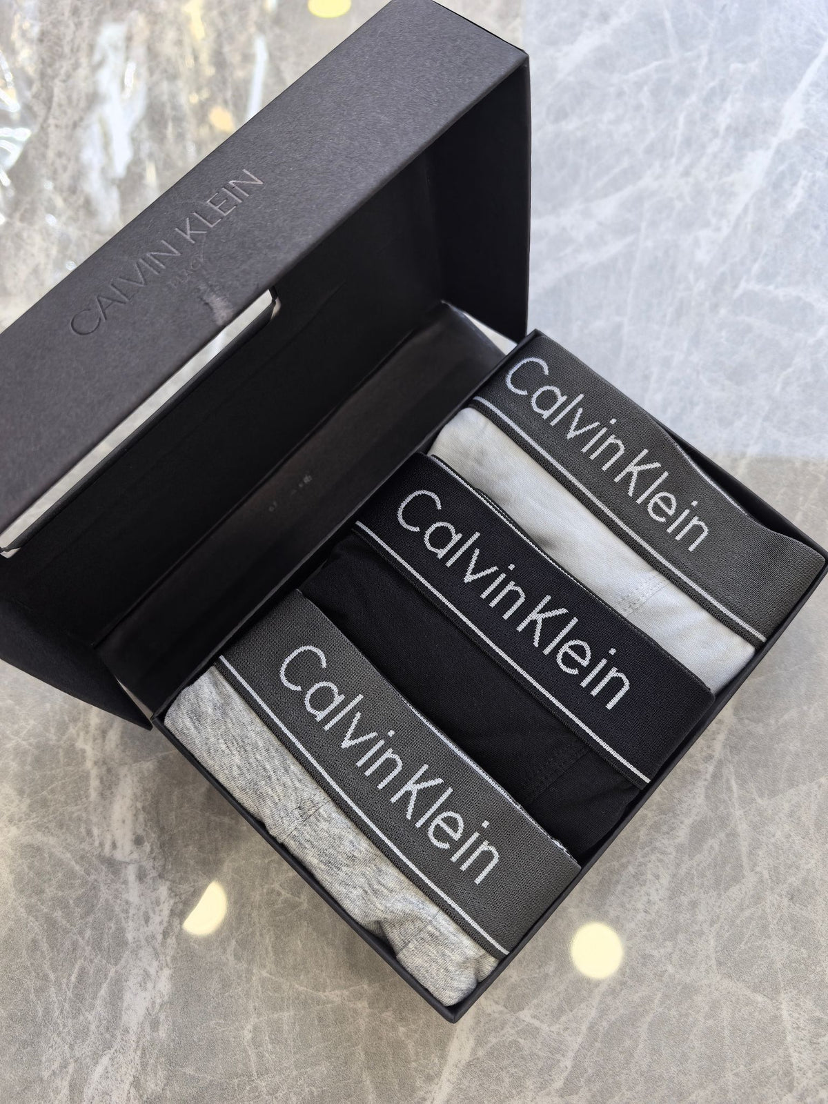 Calvin Klein Grey Marled Dark Waistband Boxer Briefs, image 9