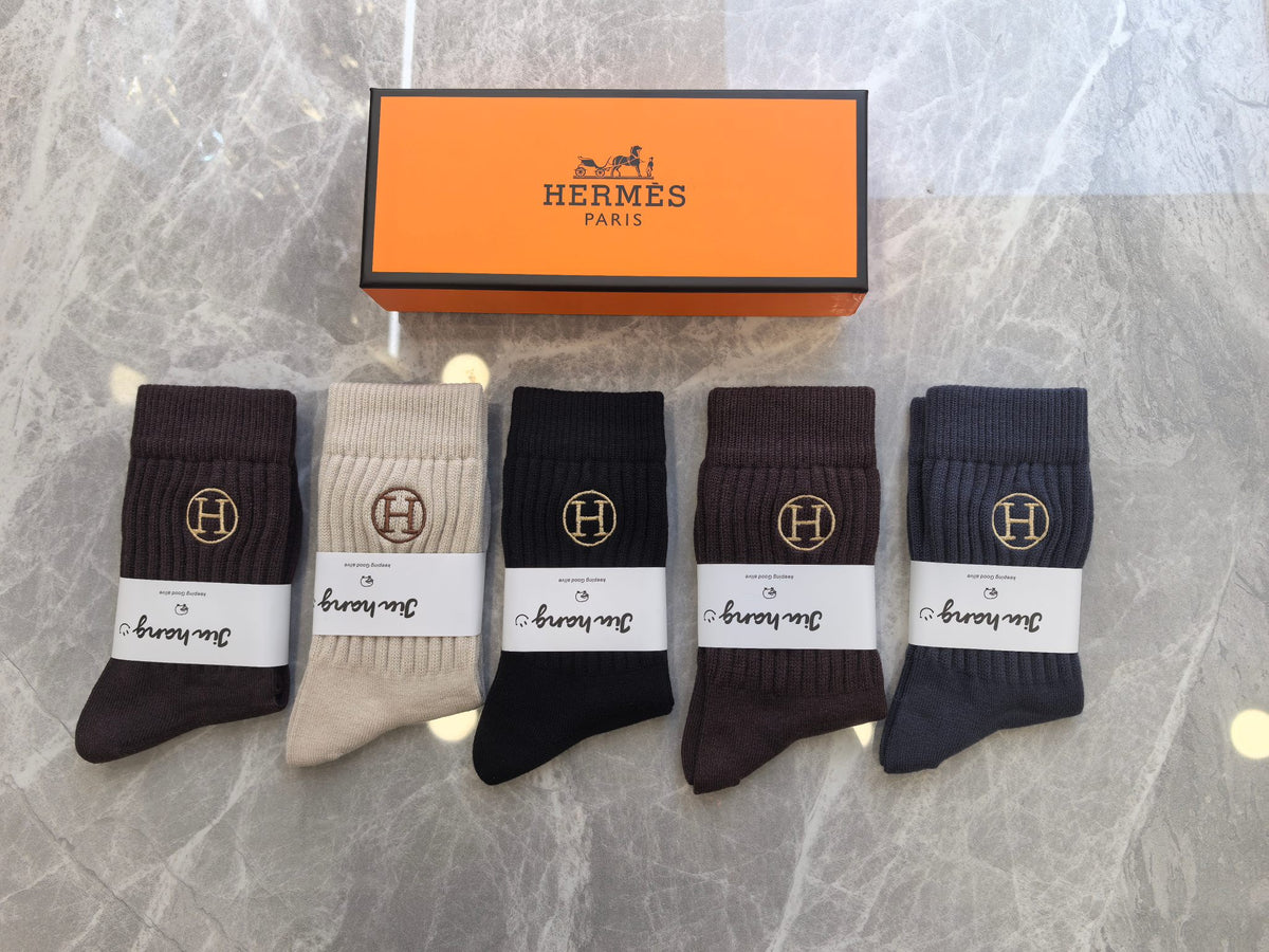 Hermès Neutral Small H Wide Bands Ankle Socks, image 1