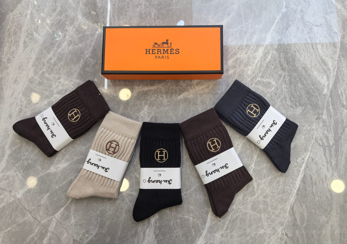 Hermès Neutral Small H Wide Bands Ankle Socks, image 2