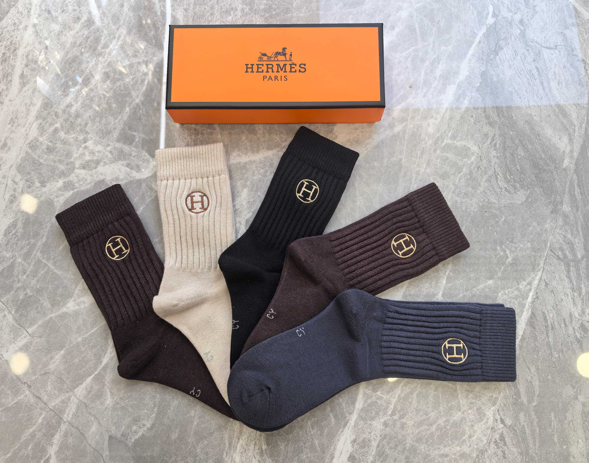 Hermès Neutral Small H Wide Bands Ankle Socks, image 4