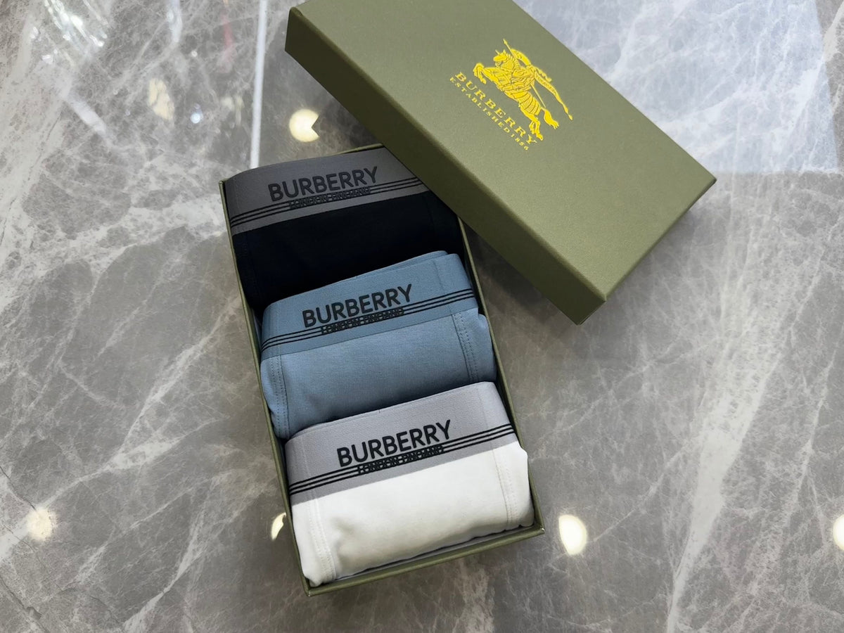 Burberry Boxed Grey Black White Wordmark Bands Boxer Briefs, image 3