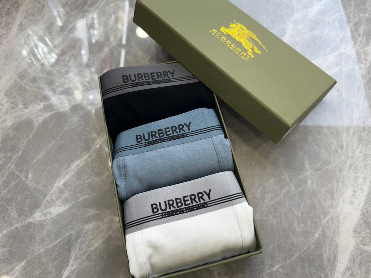 Burberry Boxed Grey Black White Wordmark Bands Boxer Briefs, image 1