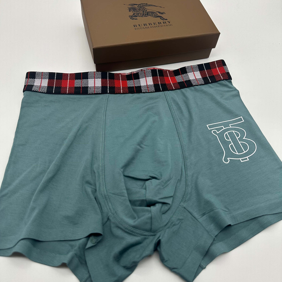Burberry Grey Teal Black Red Check Waist Boxer Briefs, image 4