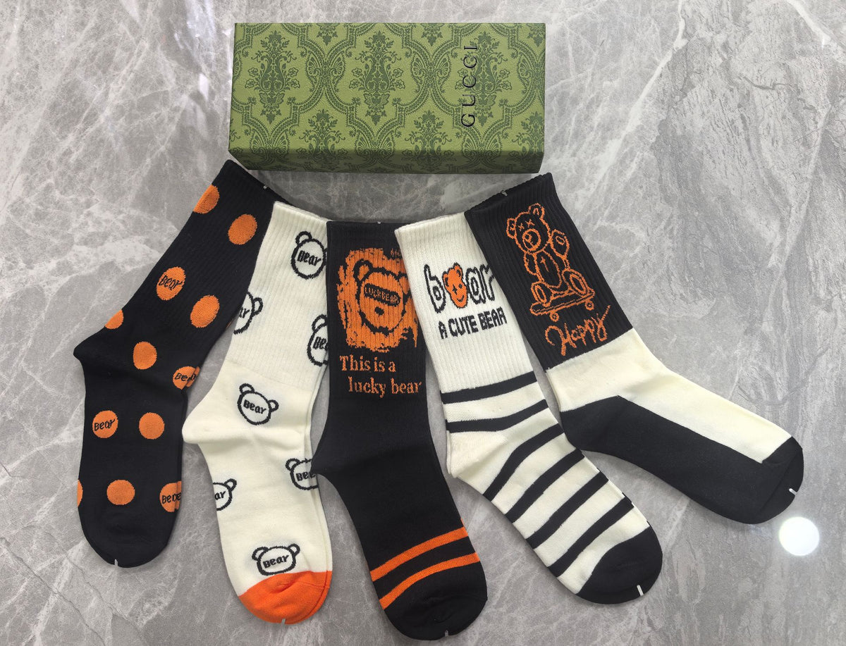 Gucci Earthy Graphic Stripe Crew Crew Socks, image 2