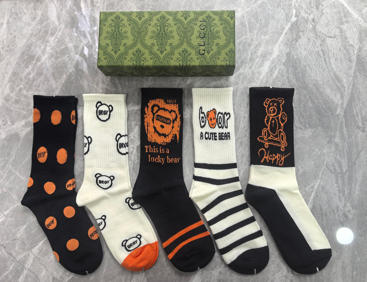 Gucci Earthy Graphic Stripe Crew Crew Socks, image 1