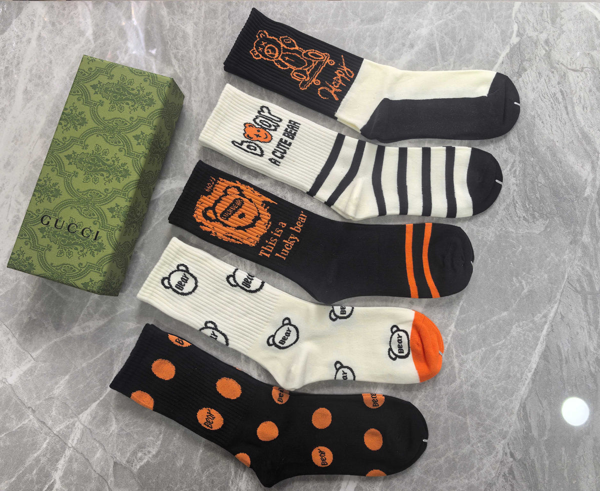 Gucci Earthy Graphic Stripe Crew Crew Socks, image 5