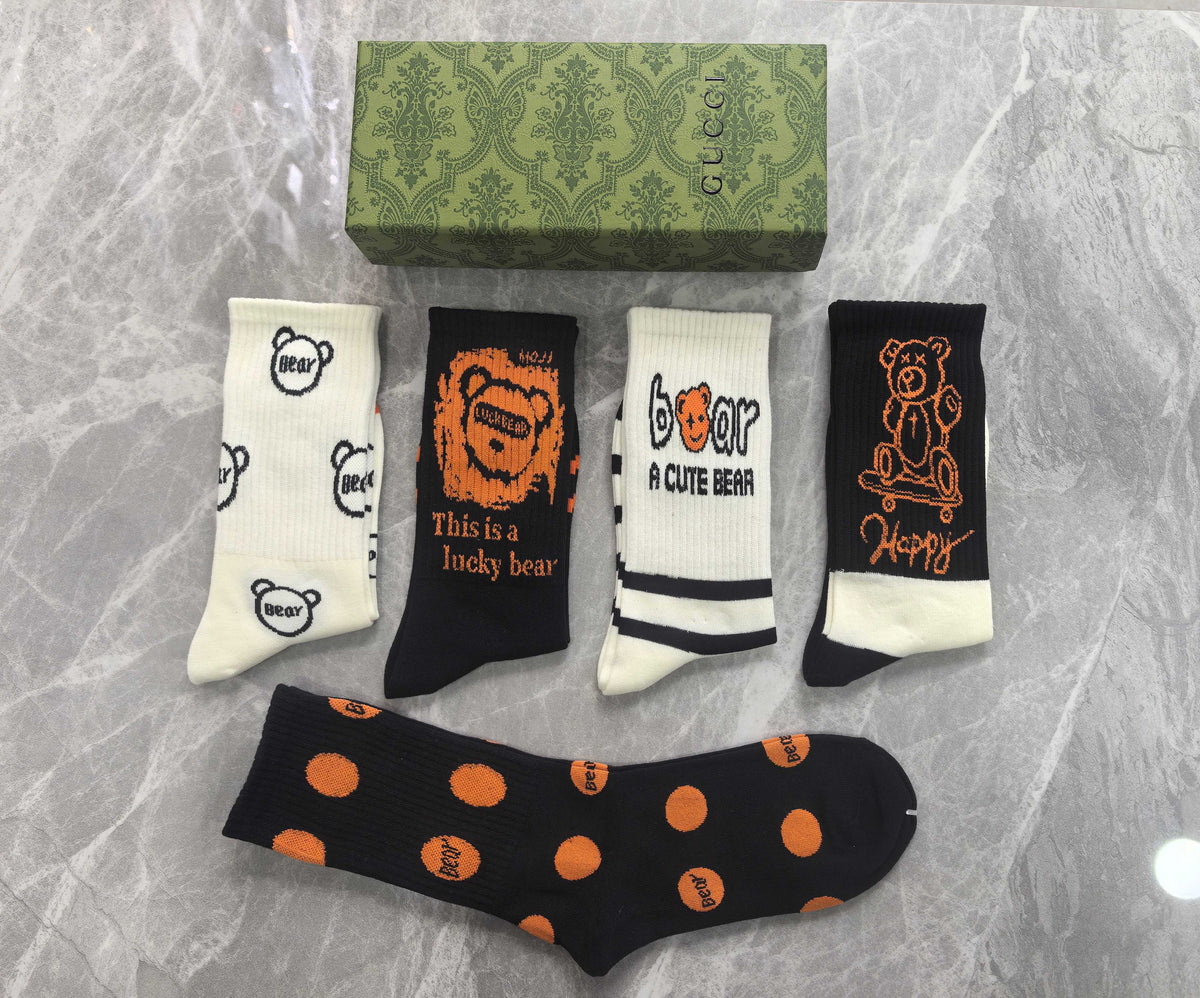 Gucci Earthy Graphic Stripe Crew Crew Socks, image 4