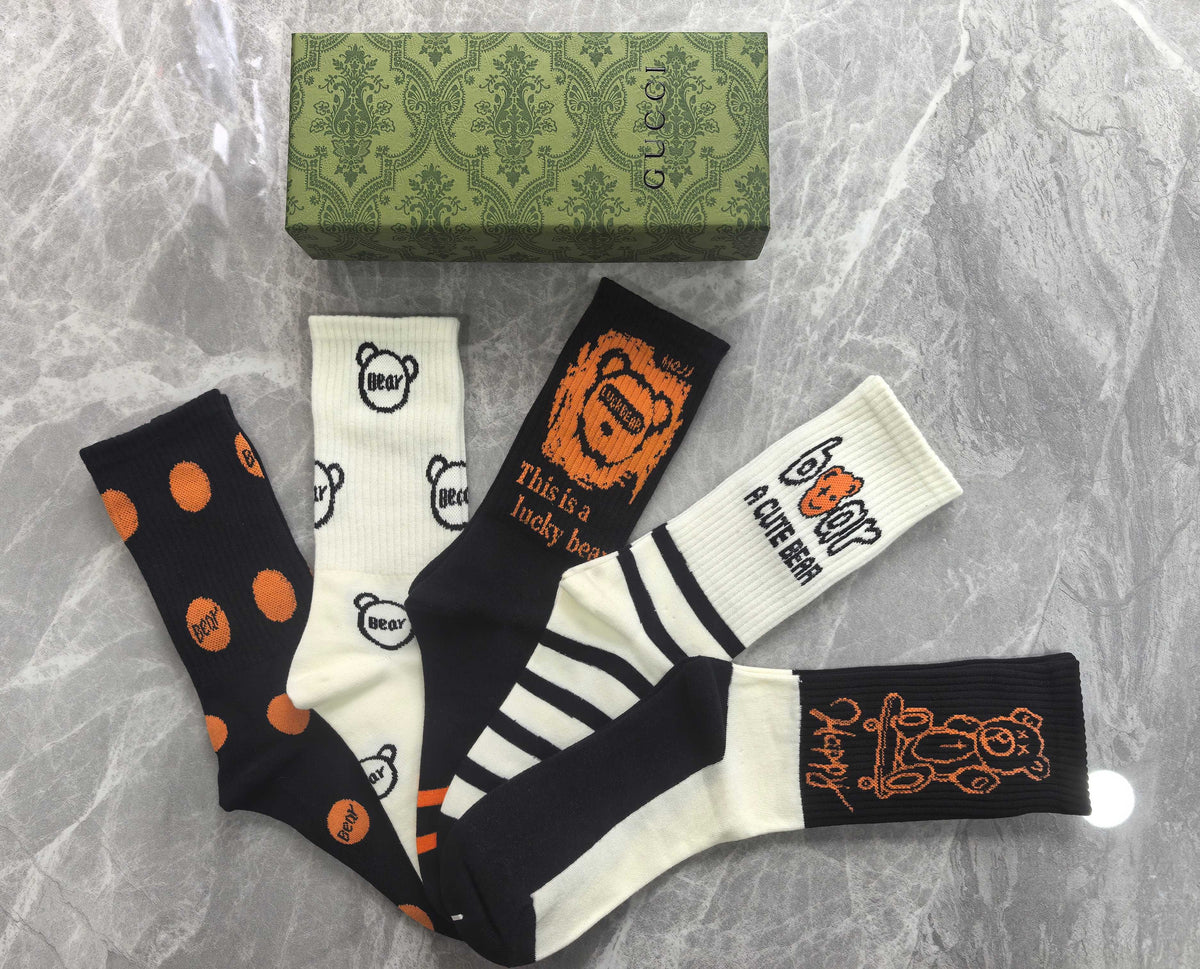 Gucci Earthy Graphic Stripe Crew Crew Socks, image 3