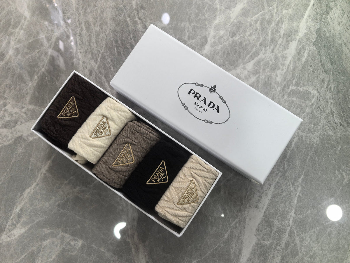 Prada Boxed Cream Brown Triangle Motifs Boxer Briefs, image 1
