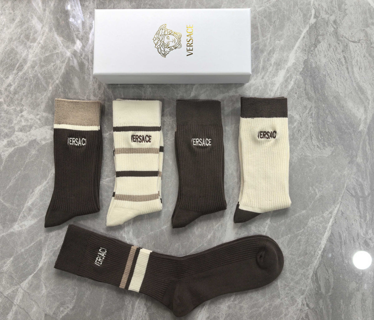 Versace Boxed Grey Cream Brown Face Boxer Briefs, image 2