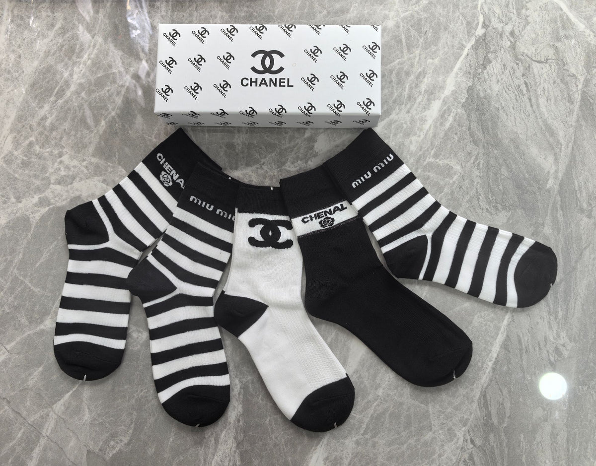 CHANEL Broad Stripe Graphic Crew Socks, gallery image 2