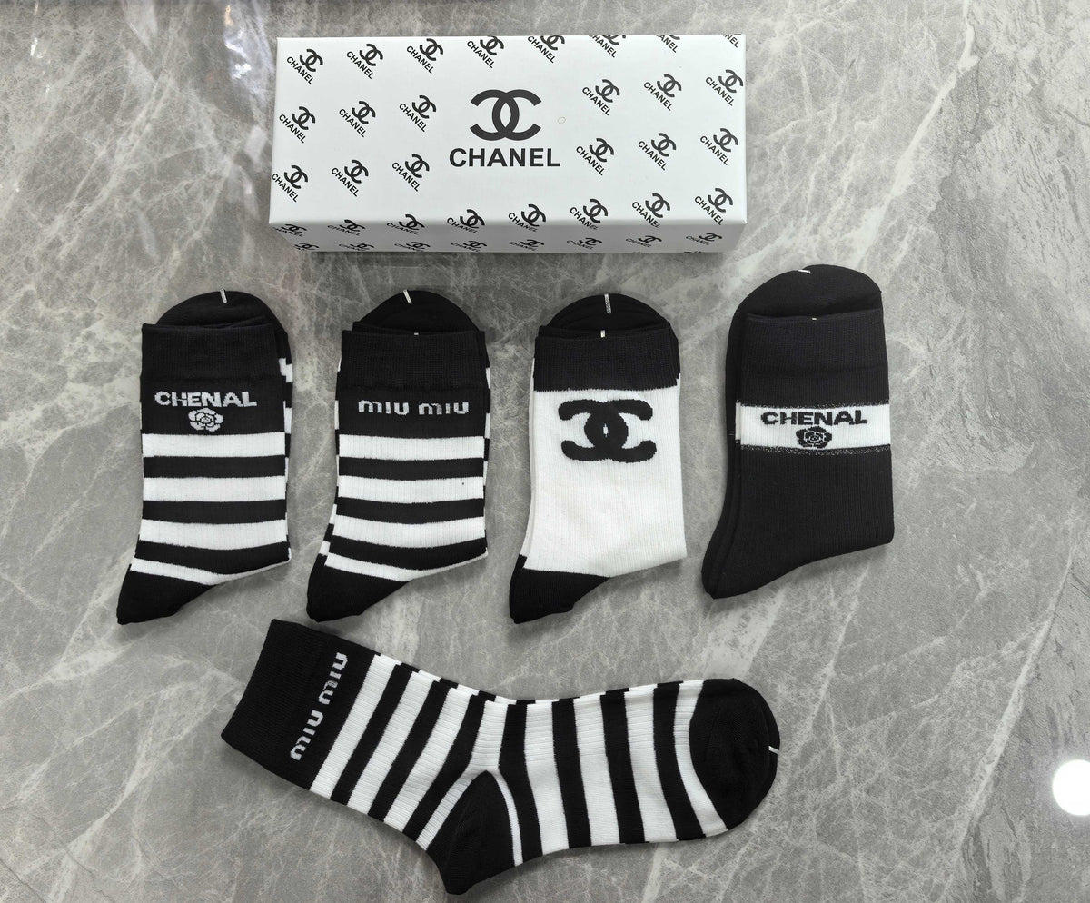 CHANEL Broad Stripe Graphic Crew Socks, gallery image 5