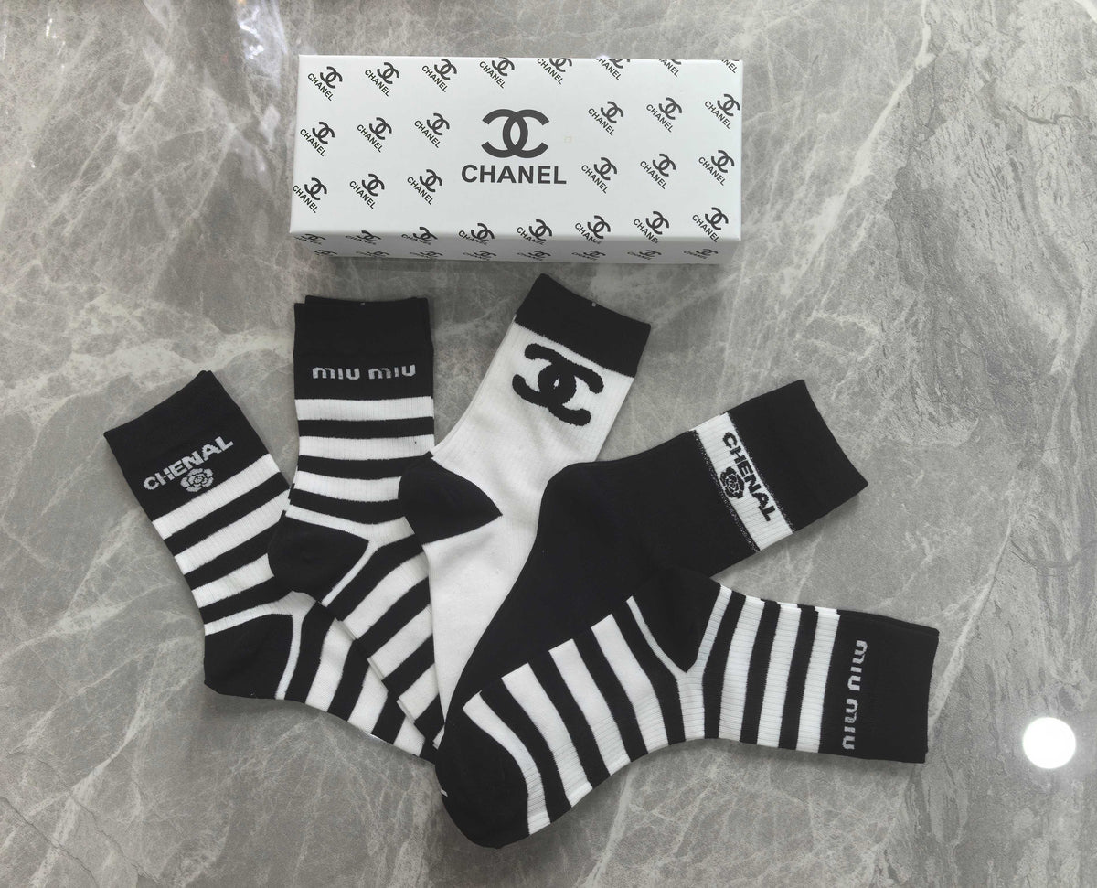 CHANEL Broad Stripe Graphic Crew Socks, gallery image 3