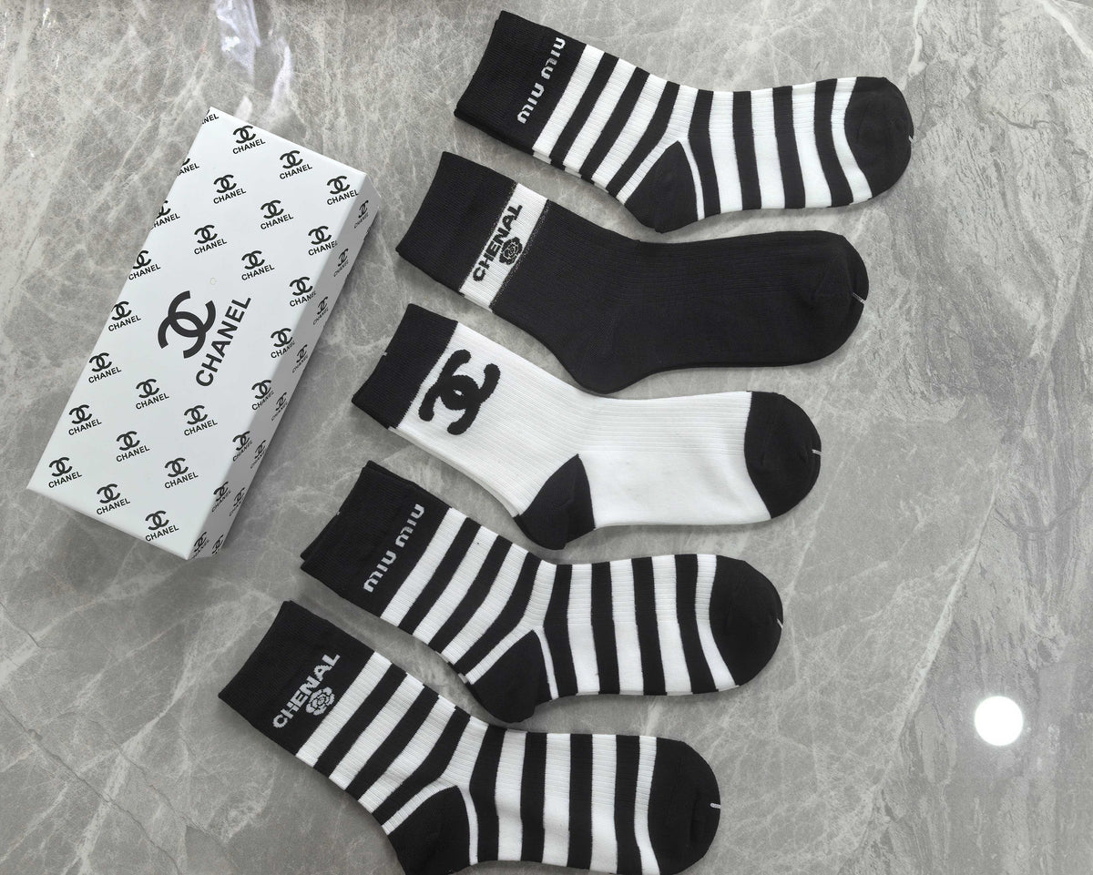 CHANEL Broad Stripe Graphic Crew Socks, gallery image 4