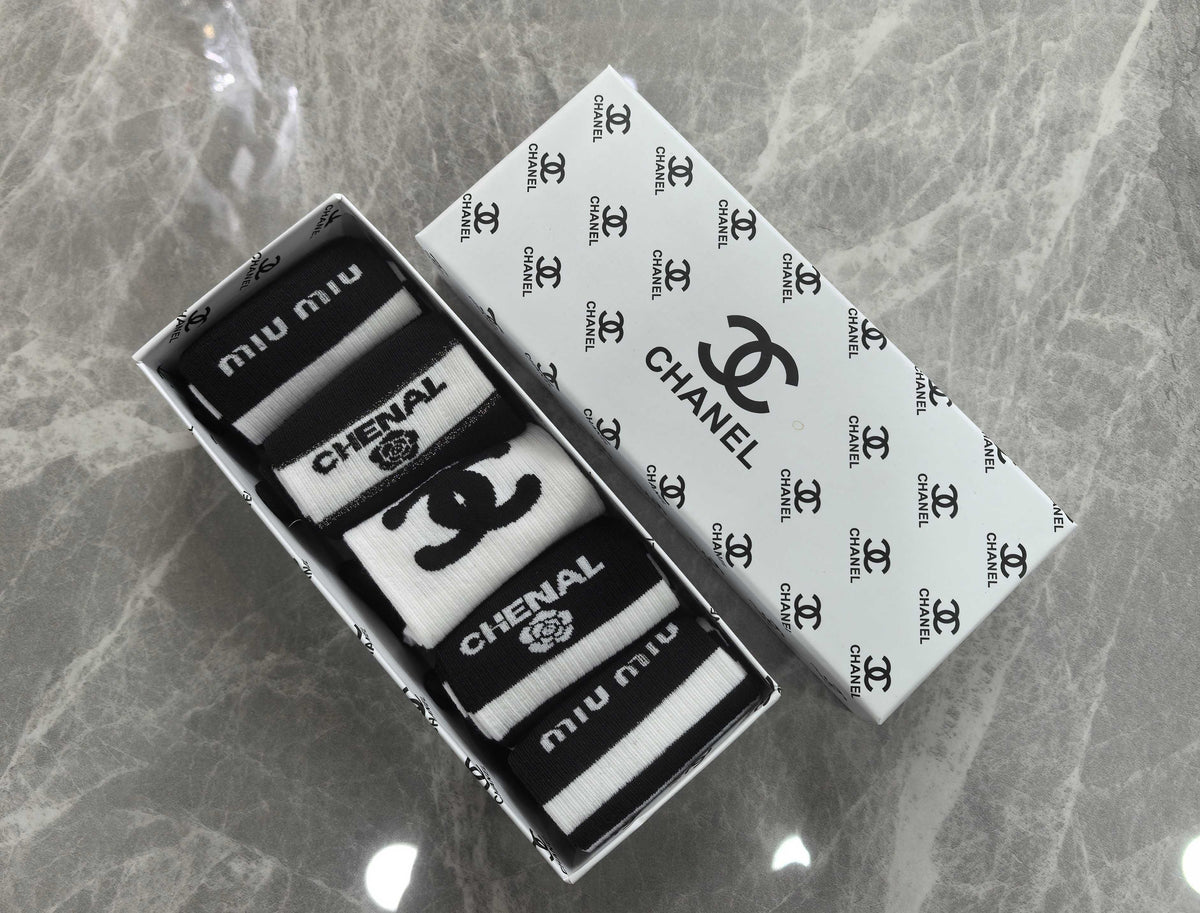 CHANEL Broad Stripe Graphic Crew Socks, gallery image 6