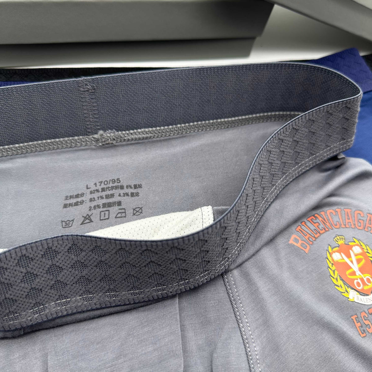 Balenciaga Grey Navy Yellow Shield Patch Boxer Briefs, image 3