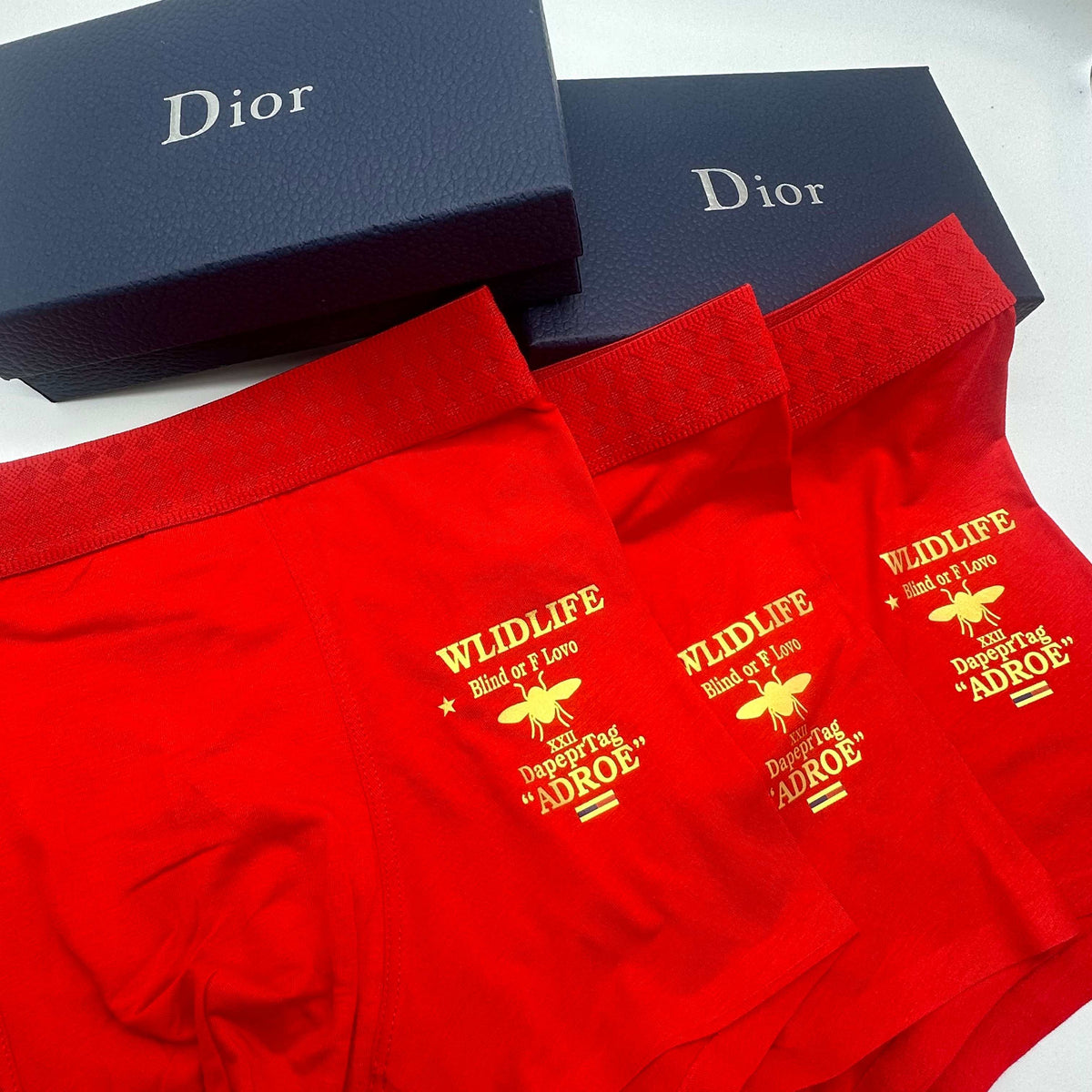 Dior Red Gold Small Text Panel Boxer Briefs, image 4