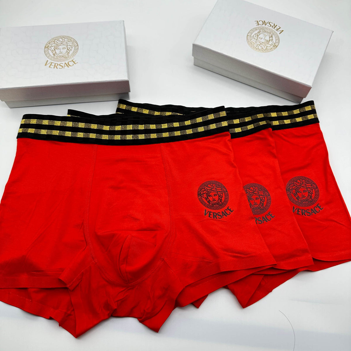 Versace Red Triple Black Face Detail Boxer Briefs, image 1