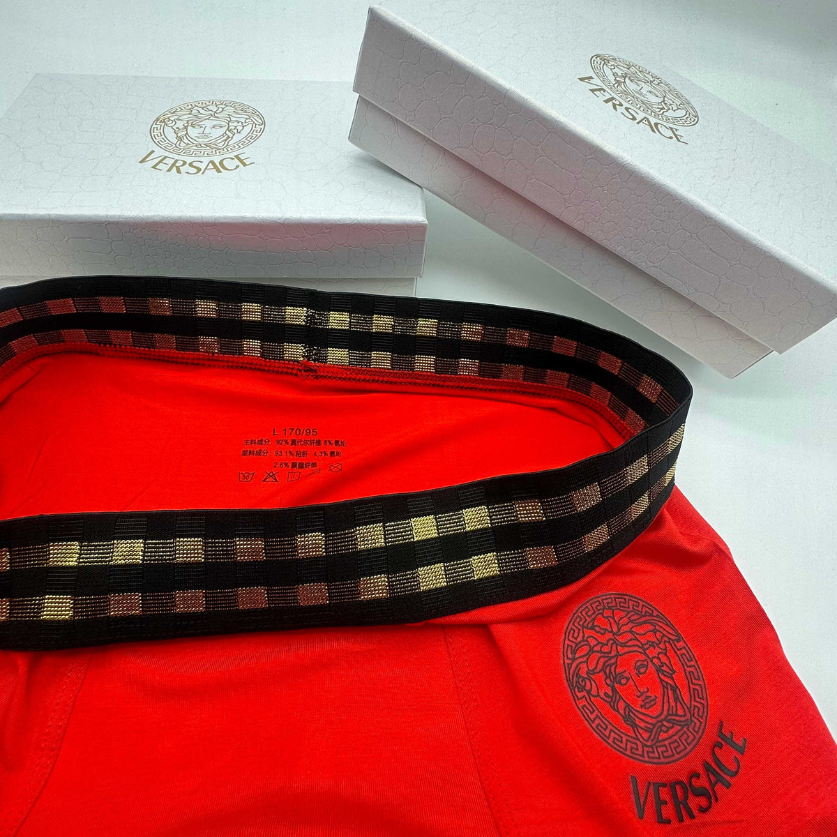 Versace Red Triple Black Face Detail Boxer Briefs, image 6