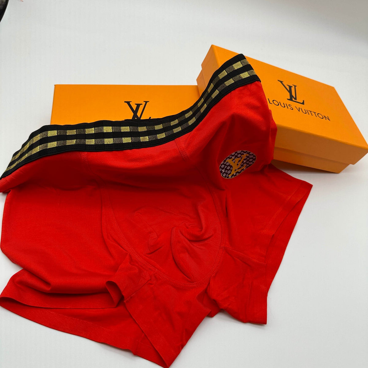 Louis Vuitton Red Gold Pattern Waist Medallions Boxer Briefs, image 6