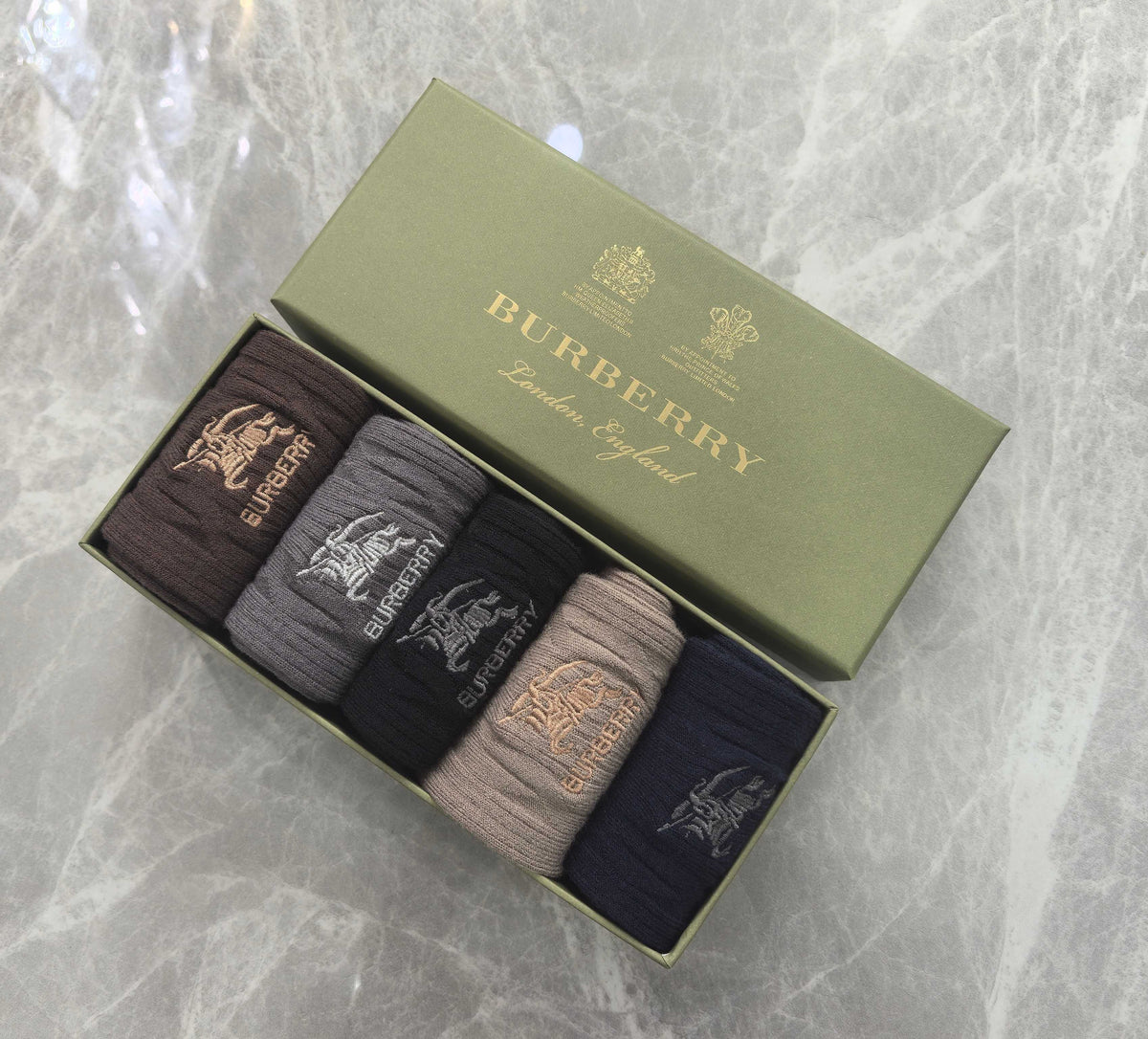 Burberry Boxed Grey Brown Wordmark Bands Boxer Briefs, image 1