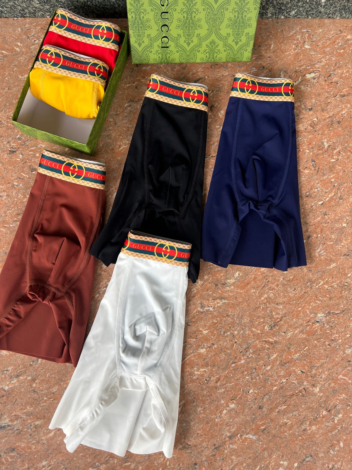 Gucci White Red Yellow Side Stripe Long-Leg Boxer Briefs, image 5